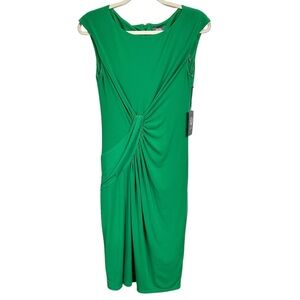 Vince Camuto Womens Dress Sz 6 Kelly Green Twist-Knot Accent Stretch Sleeveless